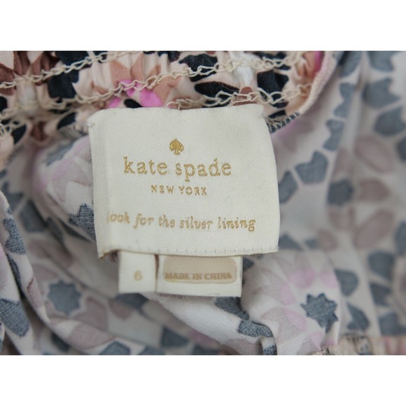 Kate Spade New York NWT Women's 6 Floral Mosaic Poplin Pink Brown Pattern Dress - Picture 8 of 9
